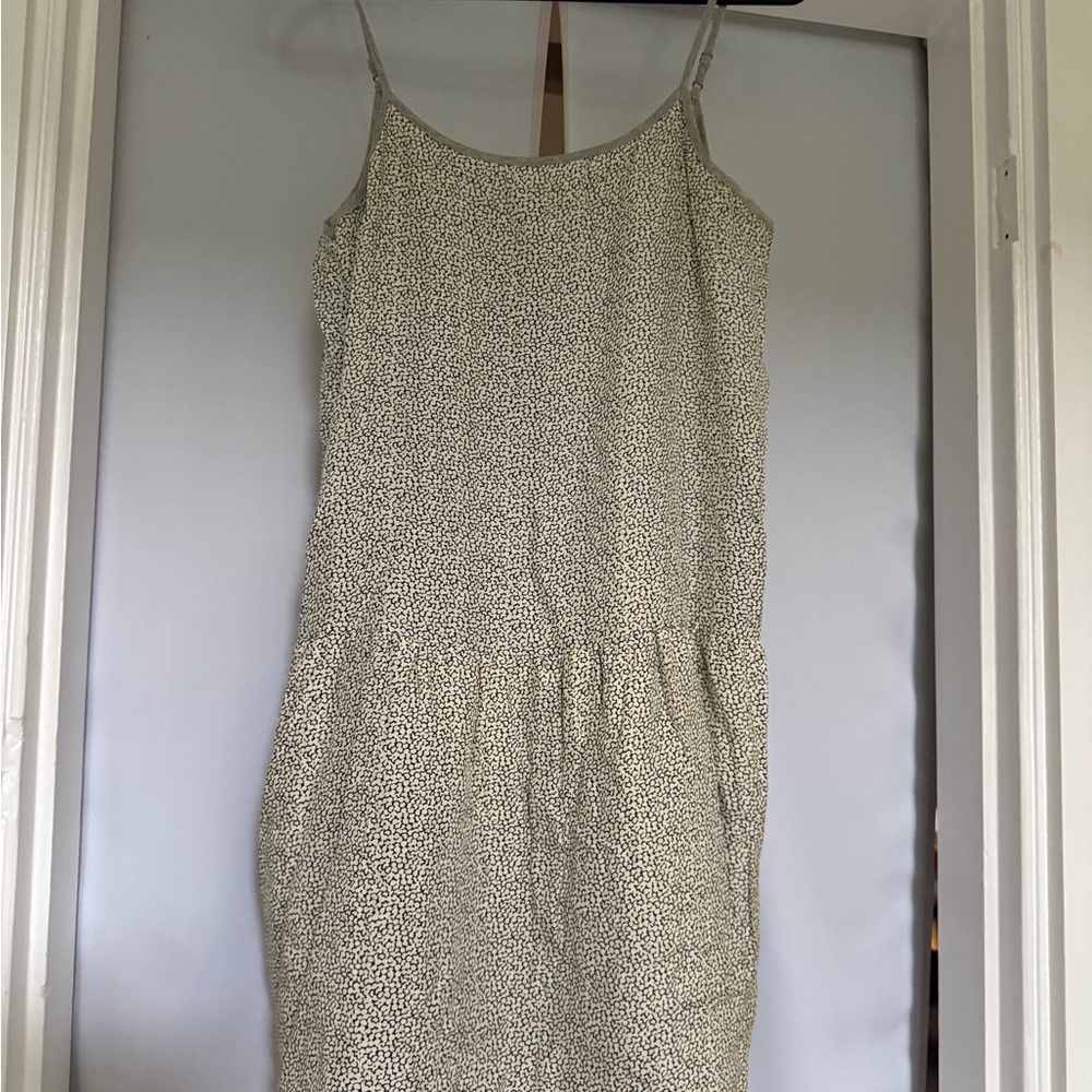 Lands' End Cream and Black Spaghetti Strap Mini Dress